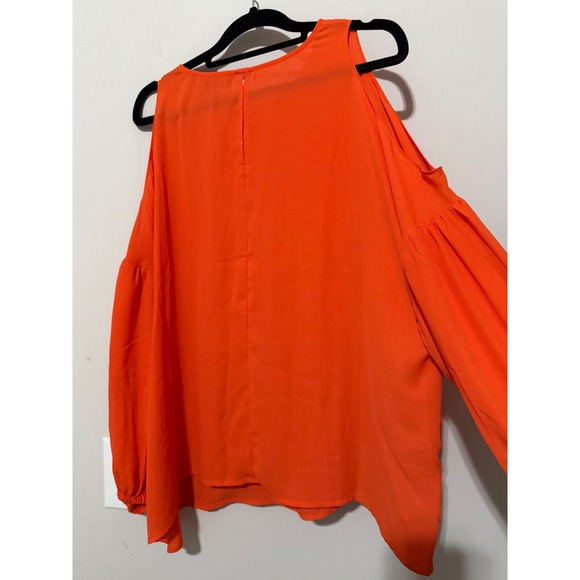 ELOQUII Orange Cold Shoulder Bubble Sleeve‎ Blouse Women's Size 18 - Picture 6 of 8